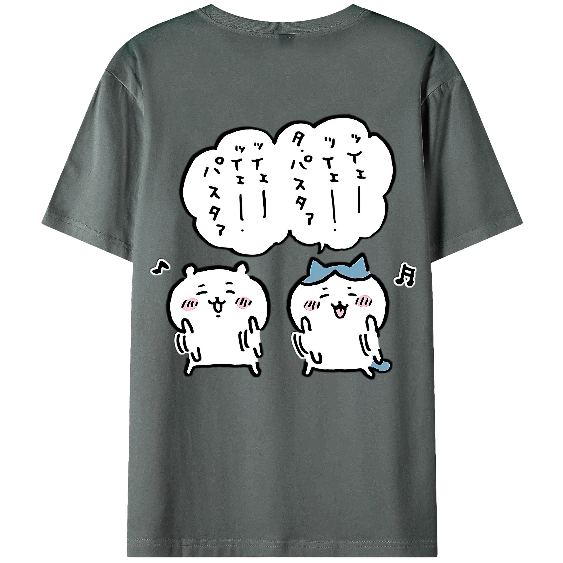 （画像用） ちいかわ ハチワレ Chii-kawa hachiware 綿100％ メンズ半袖Tシャツ（バックプリント） 通気性
